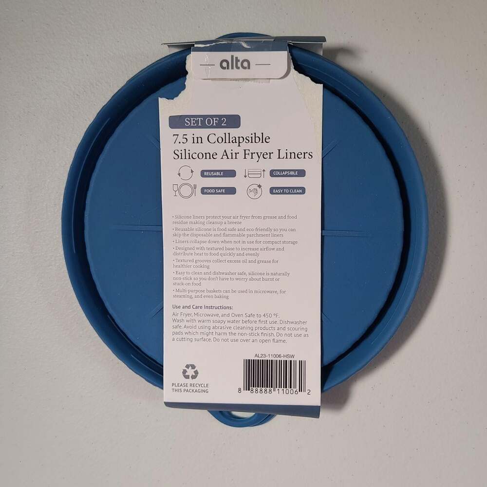 Air Fryer Silicone Liners Collapsible Blue 7.5in Round - 2 - Picture 3 of 9